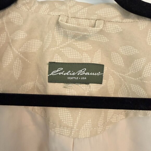 🌿 Eddie Bauer Women’s Beige Leaf Print Button Front Coat (Size XL) - Picture 5 of 6